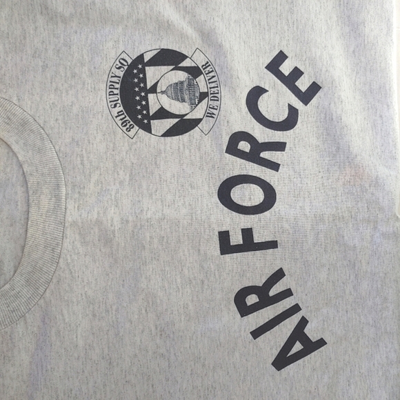 Vintage Jerzees Air Force Tshirt Gray Size L HeavyWeight Blend Made in USA Mens - Picture 11 of 12